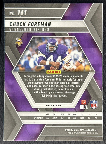 Chuck Foreman 2025 Panini Mosaic No Huddle Silver Prizm Vikings Sports Trading Cards