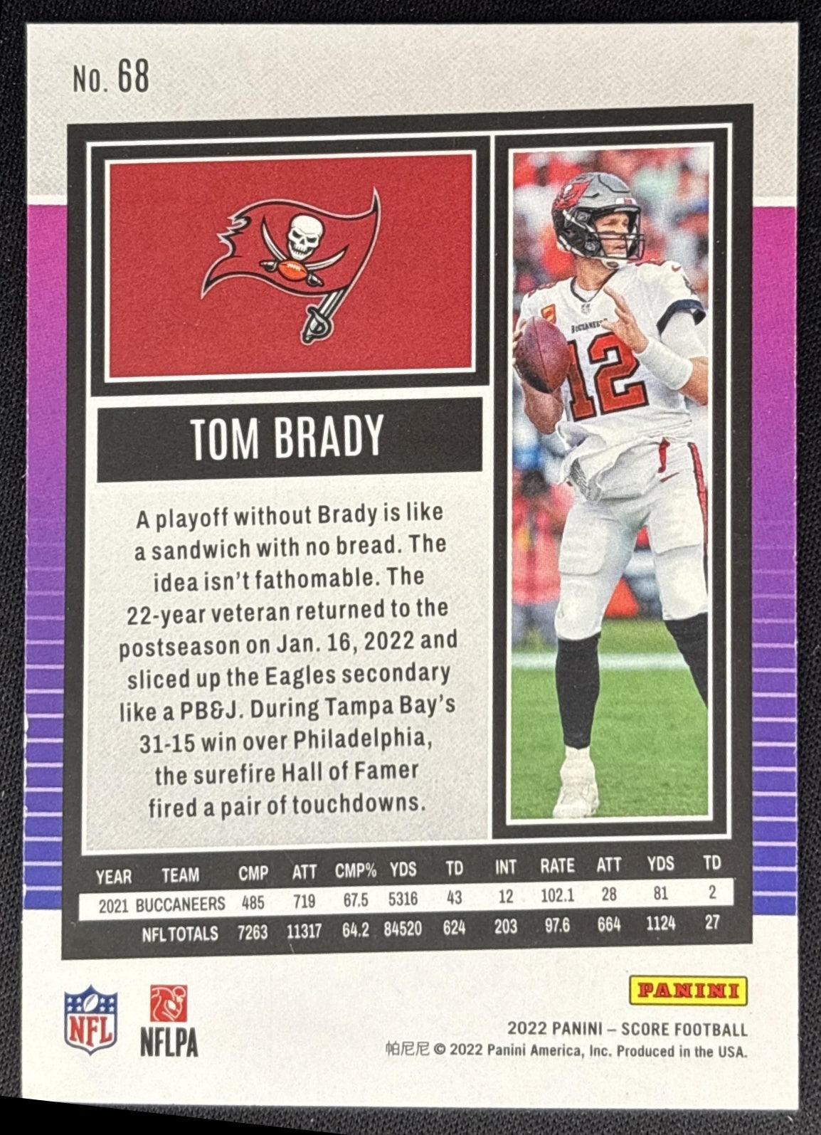 Tom Brady 2022 Panini Score Buccaneers Sports Trading Cards