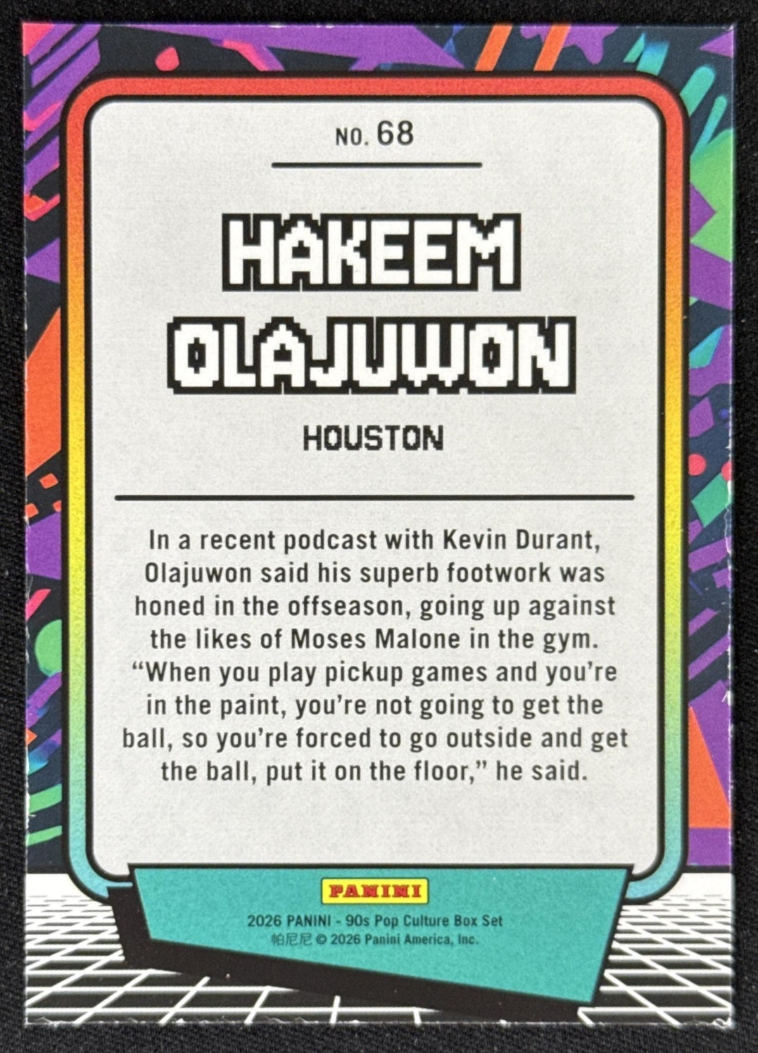 Hakeem Olajuwon 2026 Panini 90s Pop Culture Sports Trading Card