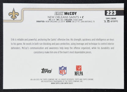 Erik McCoy 2025 Topps Chrome Neon Pulse Refractor Saints