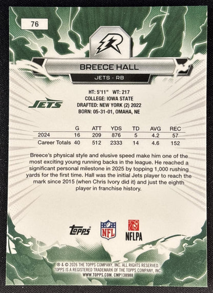 Breece Hall 2025 Topps Resurgence Jets New York Jets back
