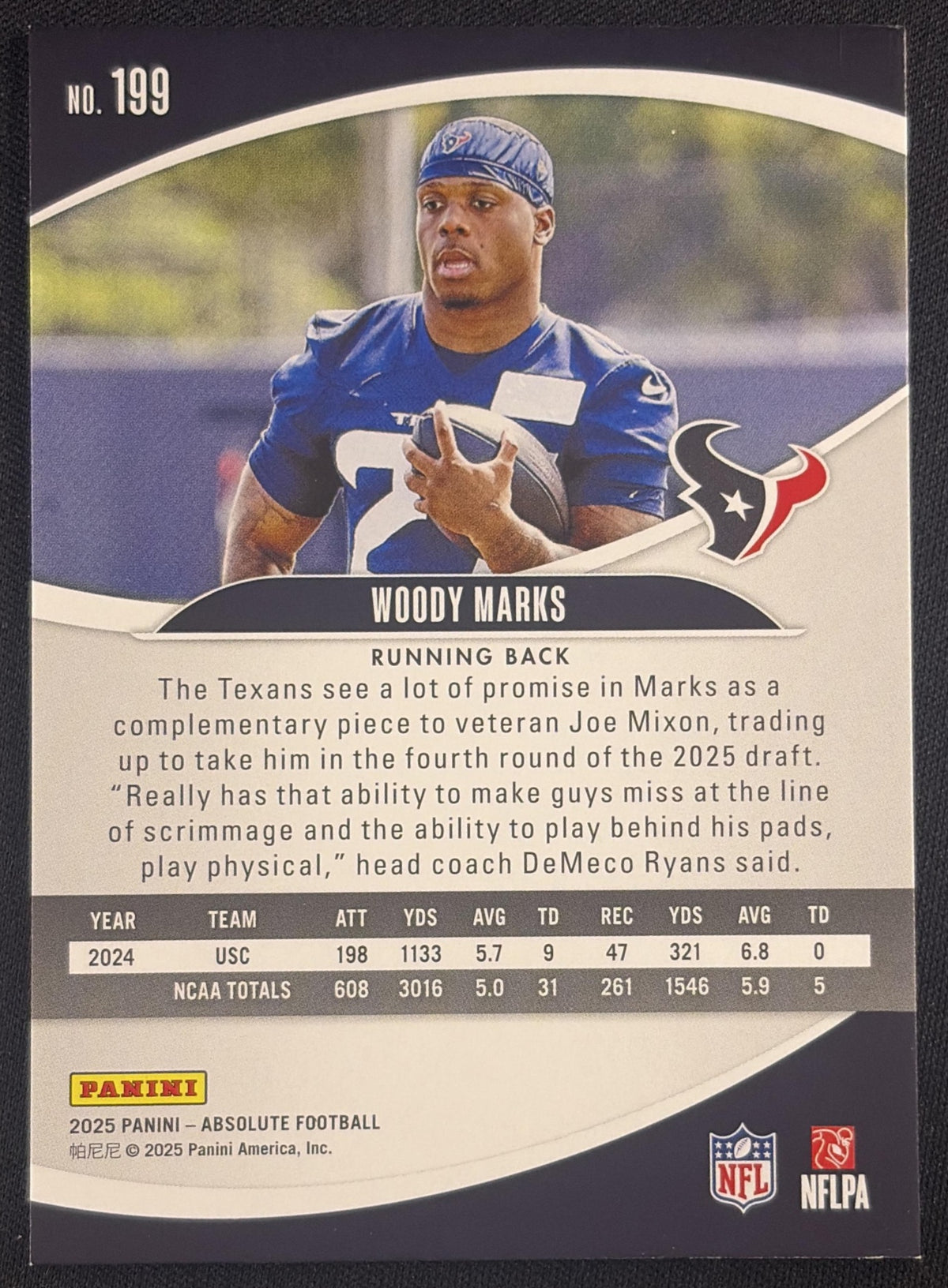 Woody Marks 2025 Panini Absolute Rookies Spectrum /375 Texans Houston Texans