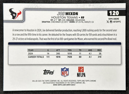 Joe Mixon 2025 Topps Chrome Sapphire Texans