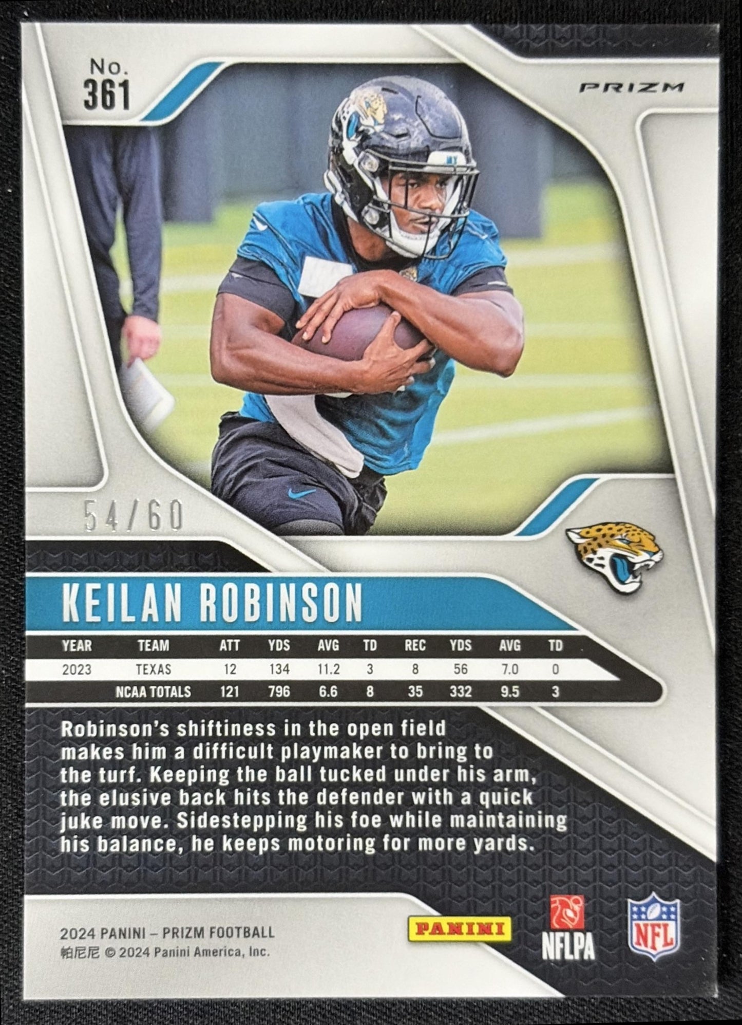 Keilan Robinson 2024 Panini Prizm Orange Wave /60 Jaguars