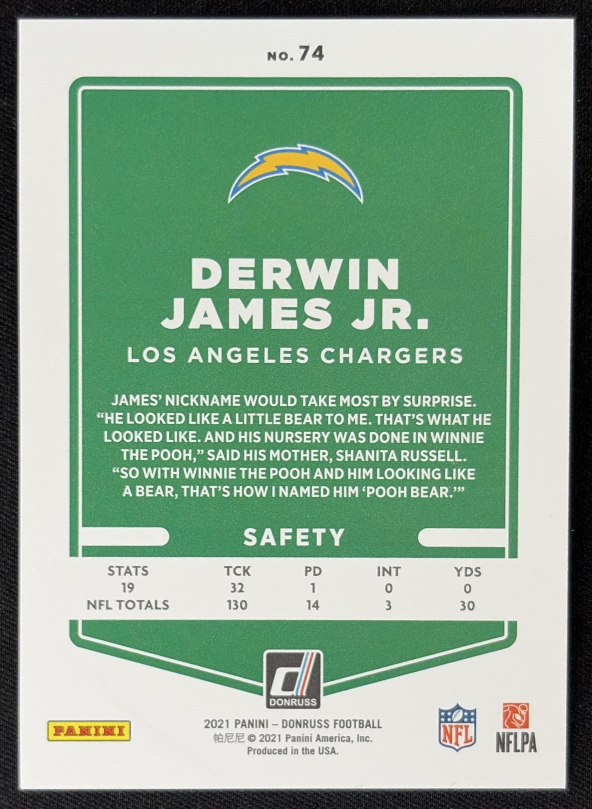 Derwin James Jr. 2021 Panini Donruss Press Proof Premium Chargers - Los Angeles Chargers