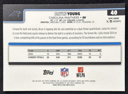 Bryce Young 2025 Topps Chrome X-Fractor Panthers
