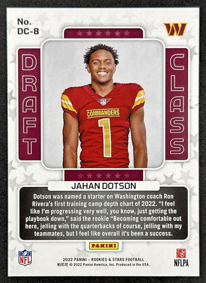 Jahan Dotson 2022 Panini Rookies & Stars Draft Class Commanders Back
