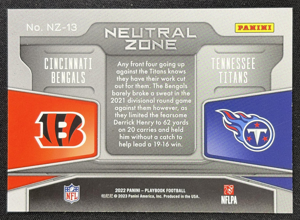 Cincinnati Bengals Tennessee Titans 2022 Panini Playbook Neutral Zone - Back