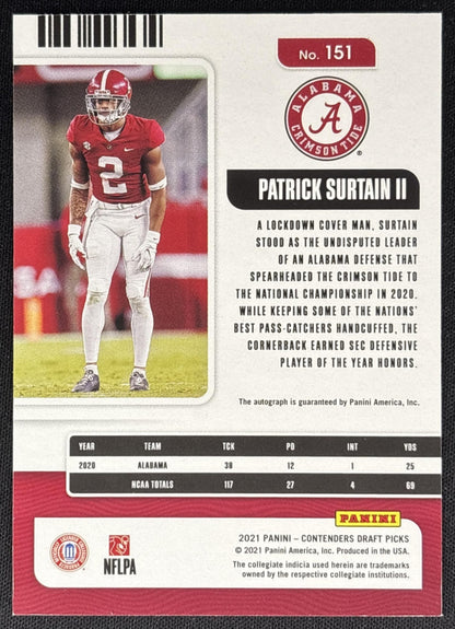 Patrick Surtain II 2021 Panini Contenders Draft Picks Crimson Tide Broncos Sports Trading Cards