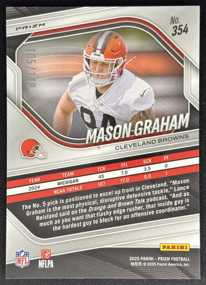 Mason Graham 2025 Panini Prizm Red Wave /149 Browns Sports Trading Cards