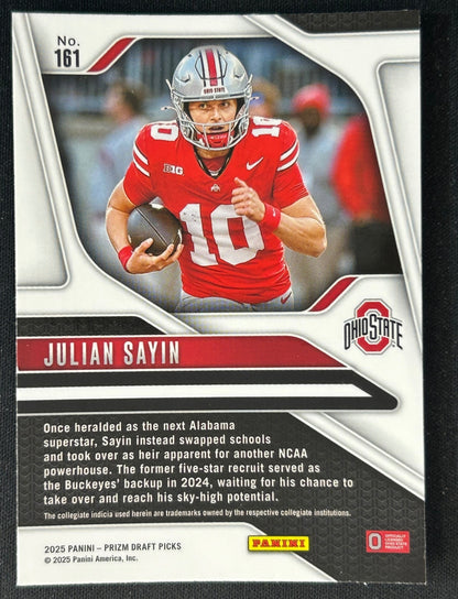 Julian Sayin 2025 Prizm Draft Picks Rated Prospect Buckeyes Sports Trading Card