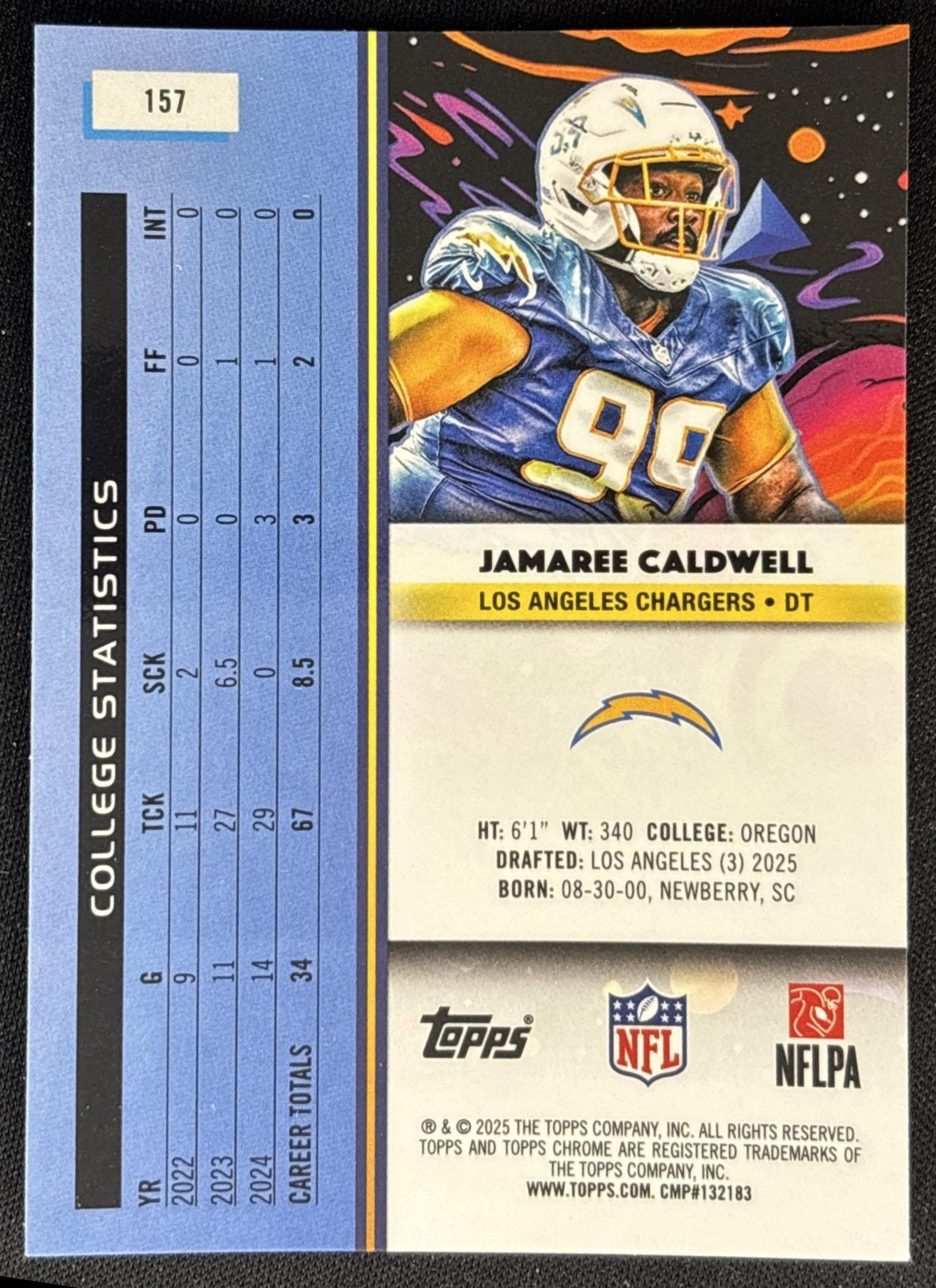 Justin Herbert 2025 Topps Cosmic Chrome Chargers back