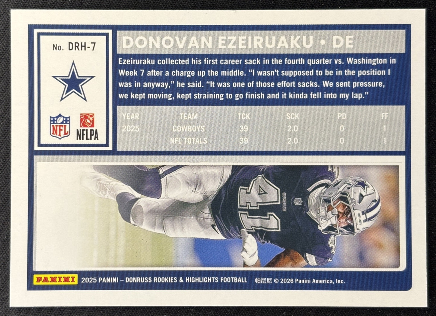 Donovan Ezeiruaku 2025 Panini Donruss Rookies & Highlights Cowboys Sports Trading Cards