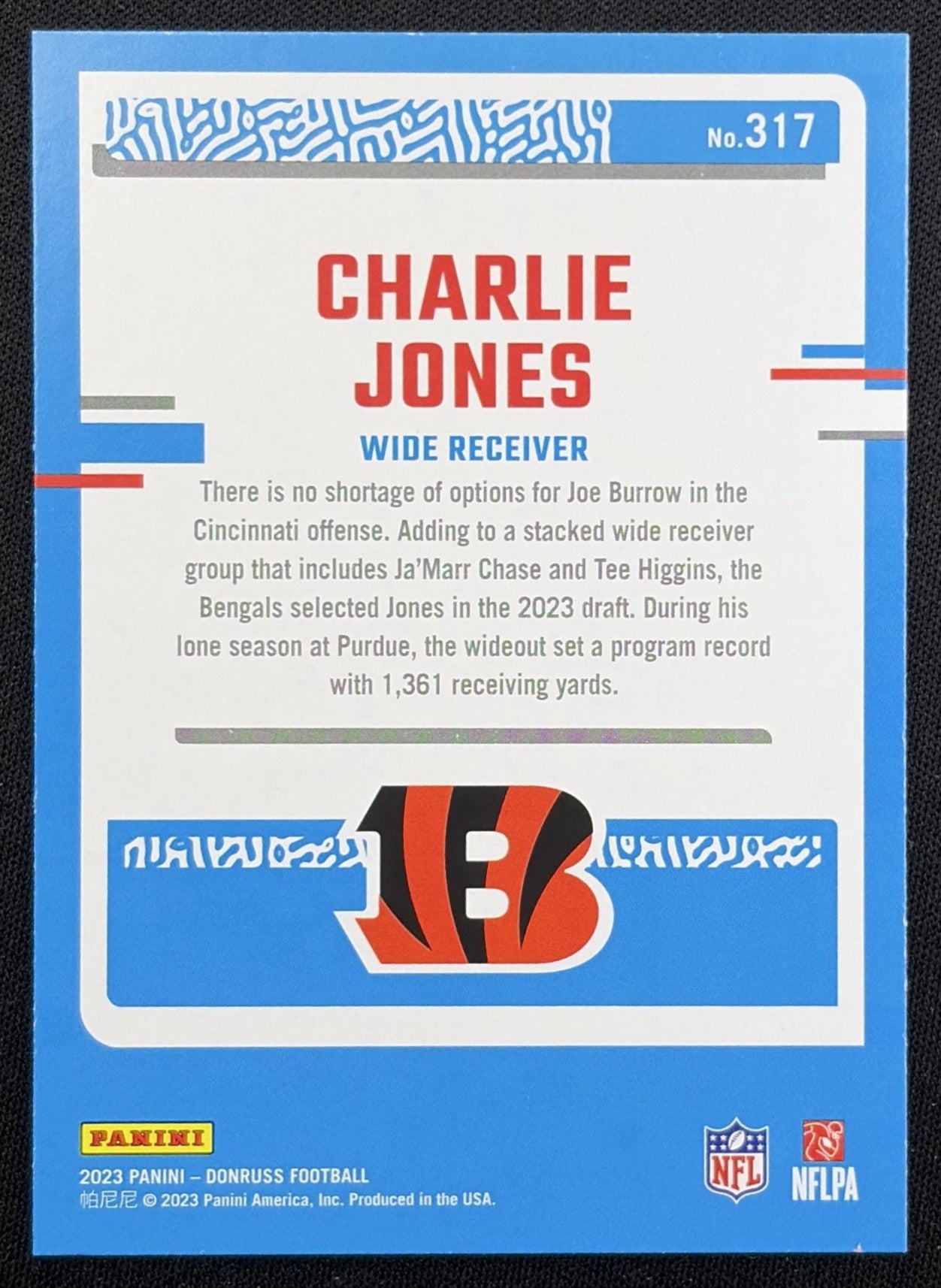 Charlie Jones 2023 Panini Donruss Press Proof Red Bengals Cincinnati Bengals