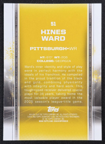 Hines Ward 2024 Topps Signature Class Indigo /175 Pittsburgh Steelers
