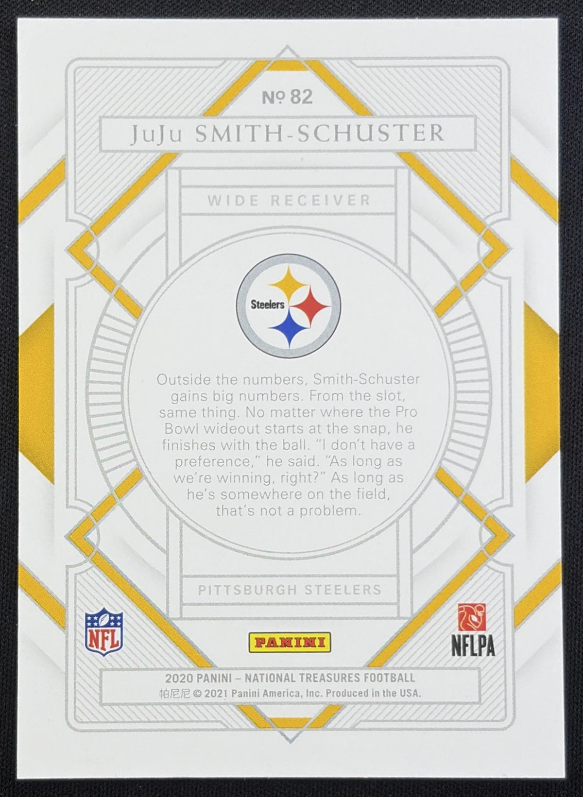 JuJu Smith-Schuster 2020 Panini National Treasures /99 Steelers back