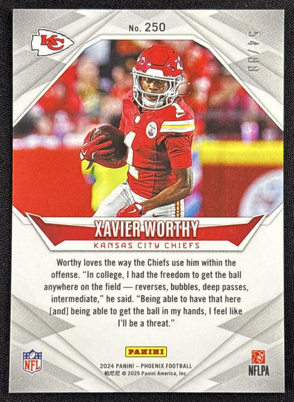 Xavier Worthy 2024 Panini Phoenix Pink Fade /88 Chiefs