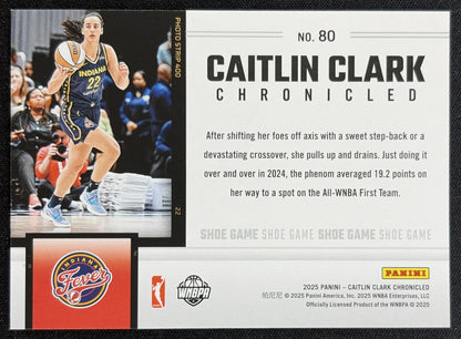 Caitlin Clark 2025 Panini Chronicled Shoe Game Red Cracked Ice Fever 80