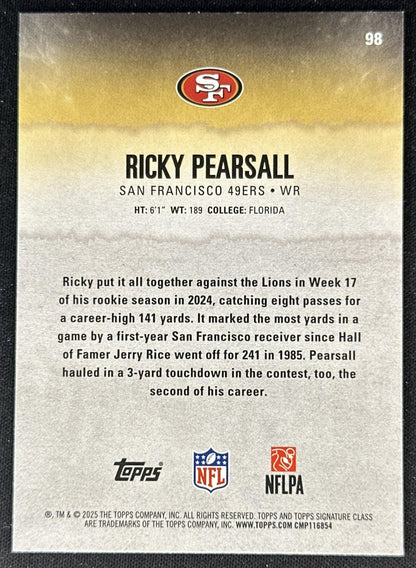 Ricky Pearsall 2025 Topps Signature Class Veteran Red & Black Foil 49ers back