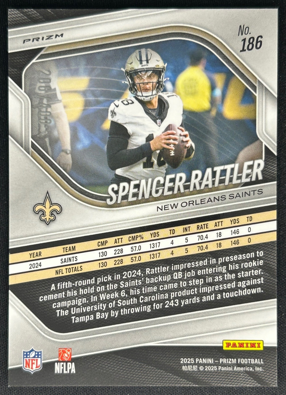 Spencer Rattler 2025 Panini Prizm Pandora /400 Saints Sports Trading Cards