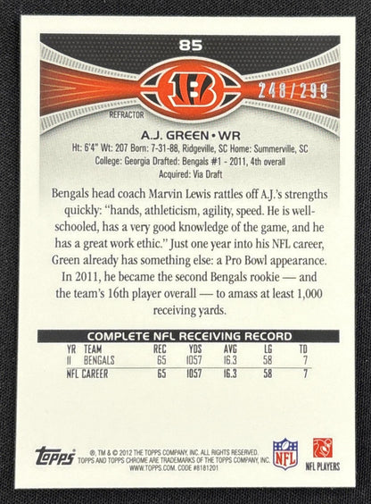 A.J. Green 2012 Topps Chrome Black Refractor /299 Bengals