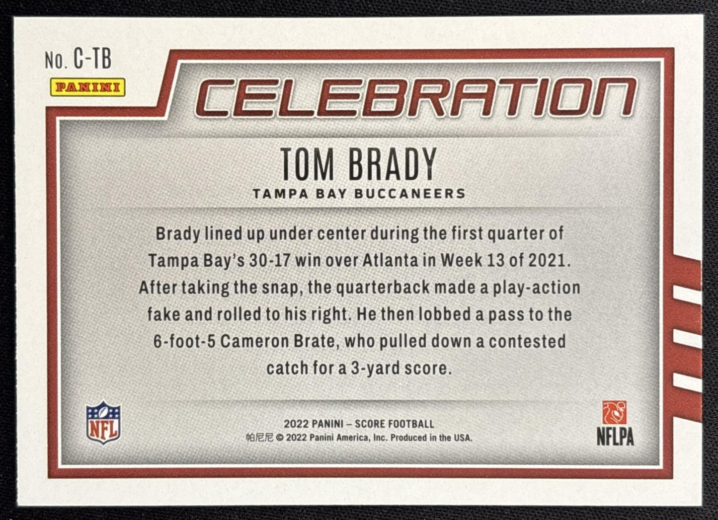 Tom Brady 2022 Panini Score Celebration Buccaneers Sports Trading Cards