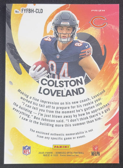 Colston Loveland 2025 Panini Donruss Optic First Year Fresh Blue Hyper Prizm Bears