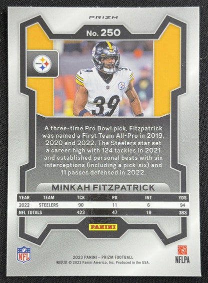 Minkah Fitzpatrick 2023 Panini Prizm Orange Ice Steelers Sports Trading Card
