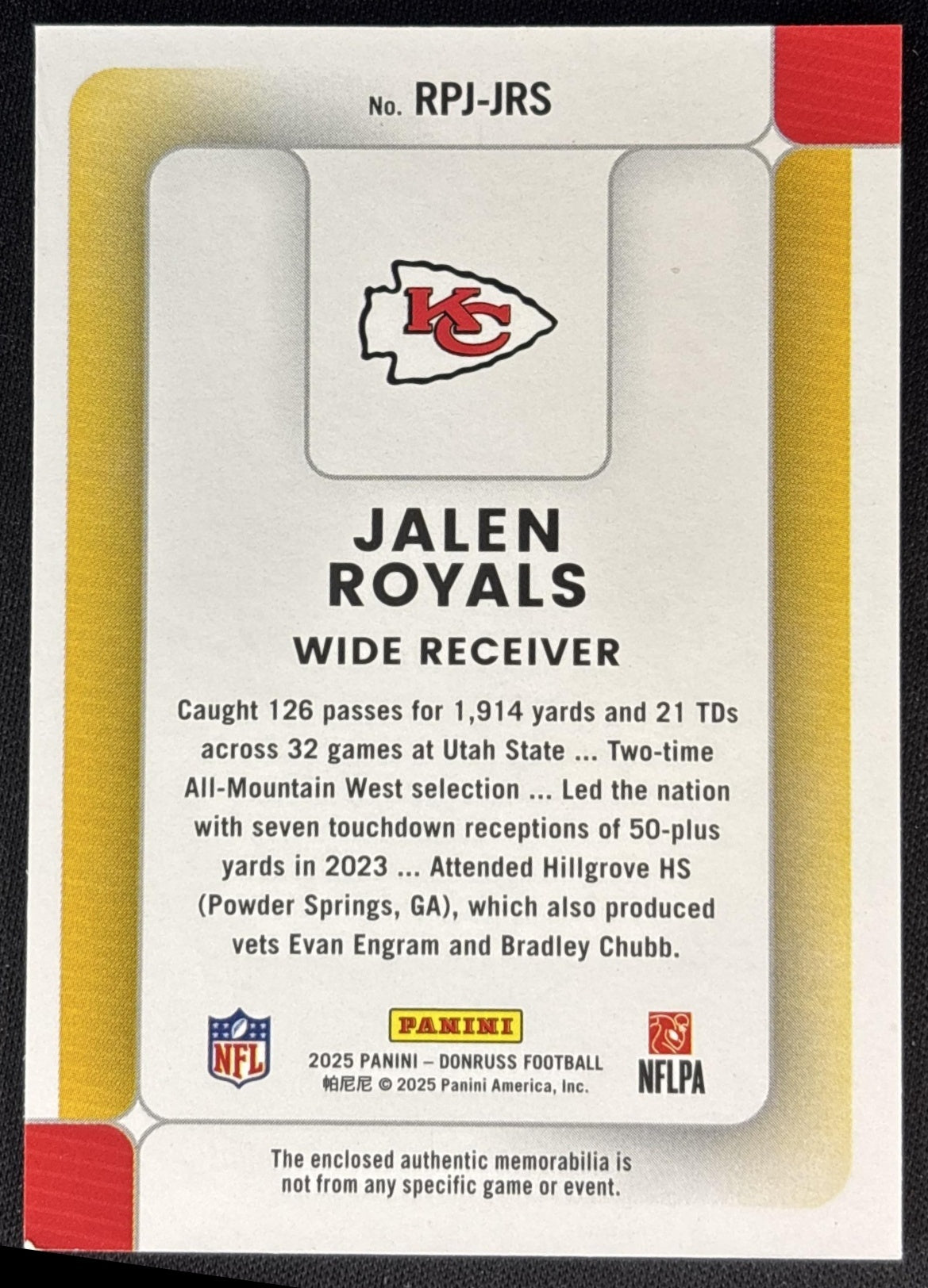 Jalen Royals 2025 Panini Donruss Rookie Phenom Jerseys