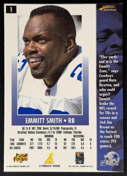 Emmitt Smith 1996 Action Packed Cowboys back