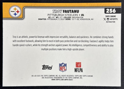 Troy Fautanu 2025 Topps Chrome Refractor Steelers - Back