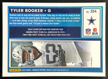 Tyler Booker 2025 Donruss Optic Rated Rookie Preview Pink Cowboys Sports Trading Cards