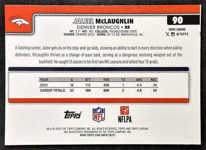 Jaleel McLaughlin 2025 Topps Chrome Sapphire Broncos