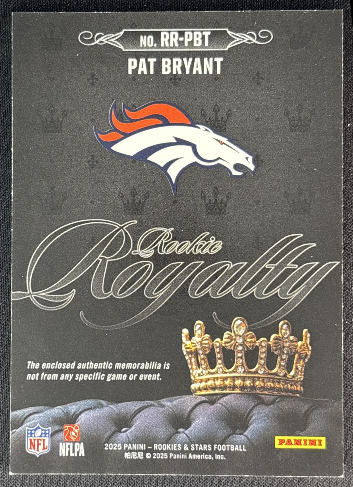 Pat Bryant 2025 Panini Rookies & Stars Rookie Royalty Broncos