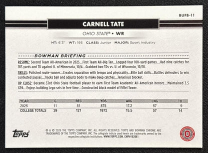 Carnell Tate 2026 Topps NSCC Collection Bowman U Chrome Sports Trading Cards
