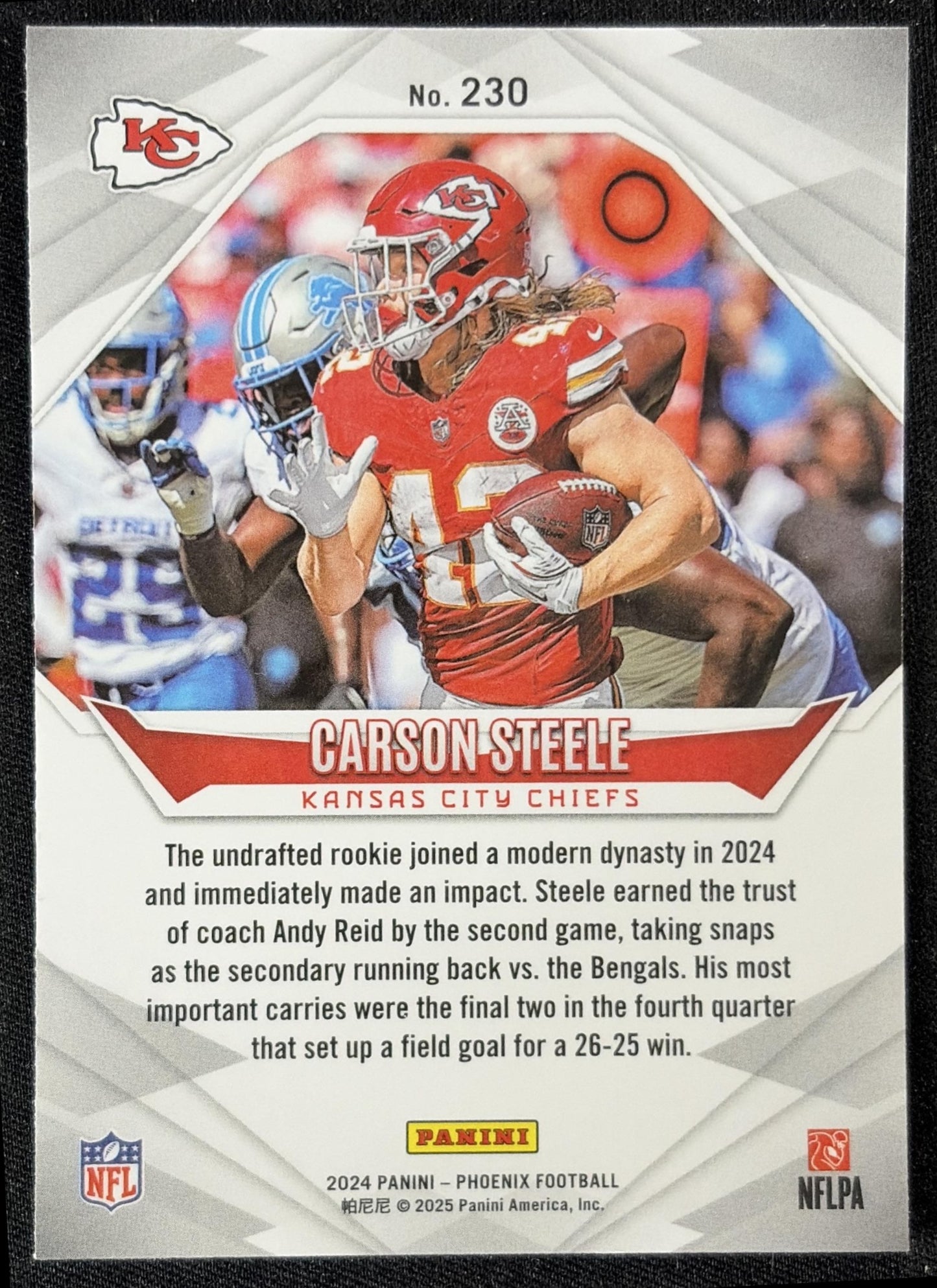 Carson Steele 2024 Panini Phoenix Chiefs