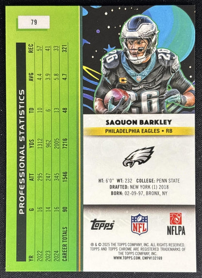 Saquon Barkley 2025 Topps Cosmic Chrome Eagles back