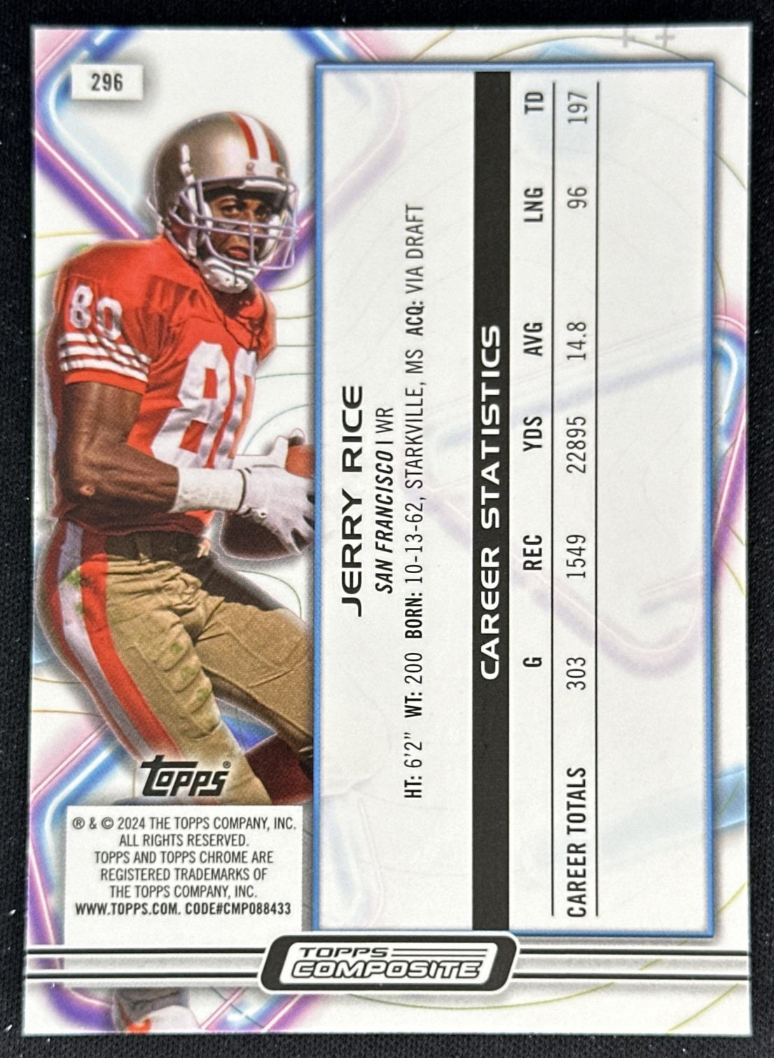 Jerry Rice 2023 Topps Composite Cosmic 49ers back