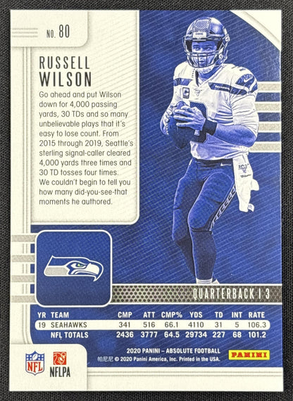 Russell Wilson 2020 Panini Absolute Red Squares /199 Seahawks