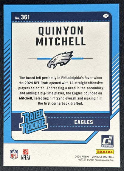 Quinyon Mitchell 2024 Panini Donruss Season Stat Line /190 Eagles Sports Trading Cards