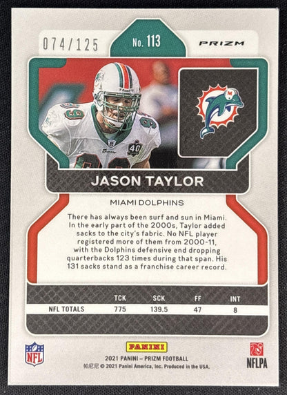 Jason Taylor 2021 Panini Prizm Purple /125 Dolphins Sports Trading Cards