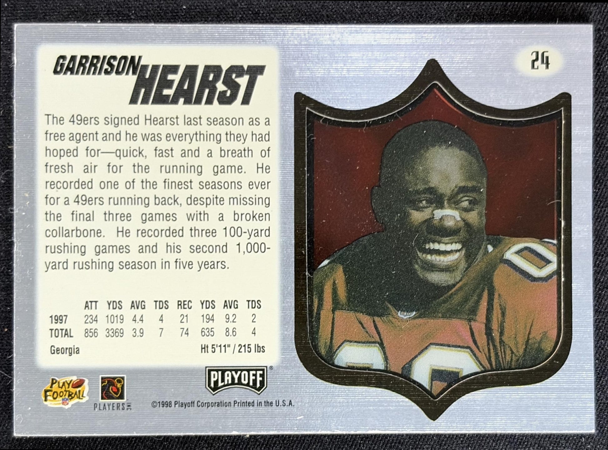 Garrison Hearst 1998 Playoff Absolute SSD Hobby 49ers
