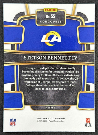Stetson Bennett IV 2023 Panini Select Concourse Rams back sports trading card