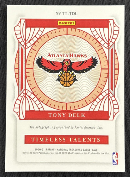 Tony Delk 2020 Panini National Treasures Timeless Talents Signatures /99 Hawks