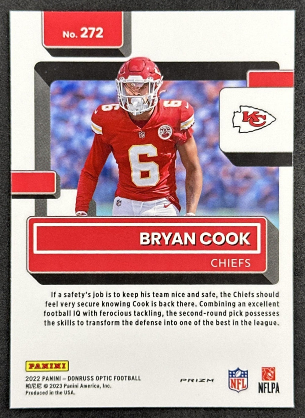Bryan Cook 2022 Panini Donruss Optic Purple Shock Chiefs Bengals Back