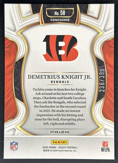Demetrius Knight Jr. 2025 Panini Select Concourse Tri-Color Prizm /399 Rookie Bengals Sports Trading Cards
