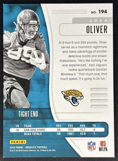 Josh Oliver 2019 Panini Absolute Spectrum Purple /5 Jaguars back