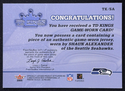 Shaun Alexander 2005 Fleer Ultra TD Kings Patch Seahawks Seattle Seahawks Back