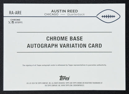 Austin Reed 2024 Topps Chrome Rookie Auto Blue Refractor /150 Bears back