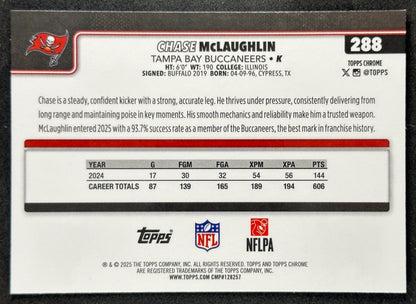 Chase McLaughlin 2025 Topps Chrome Pulsar Refractor Buccaneers Sports Trading Cards